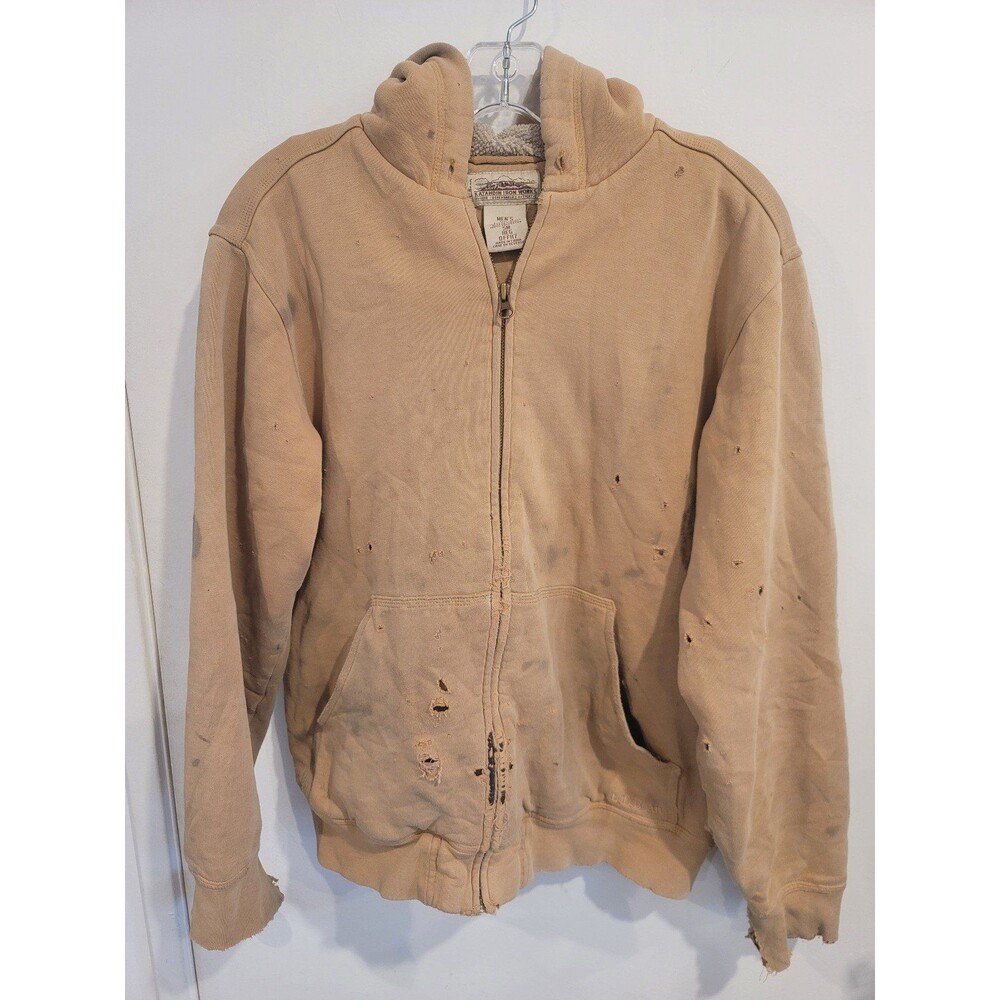 LL Bean KATAHDIN IRON WORKS Hoodie Full Zip Sweatshirt Sherpa Lined Size Mens L
